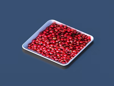 White Square Tray Filled With Fresh Red Small Food Pieces Ready To Serve 3d model