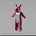 Cute Pink Rabbit Onesie Design For Kids With Hood And Soft Comfortable Fabric