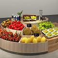 Modern shelf supermarket fresh area round fruit bar 3d model