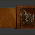 Vintage Wooden Cabinet With Open Doors Interior Storage And Decorative Knobs