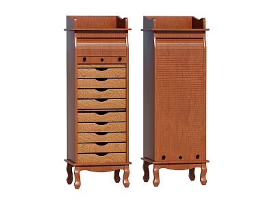 Vintage Wooden Decorative Cabinets With Drawers Woven Panel And Sturdy Legs 3d model