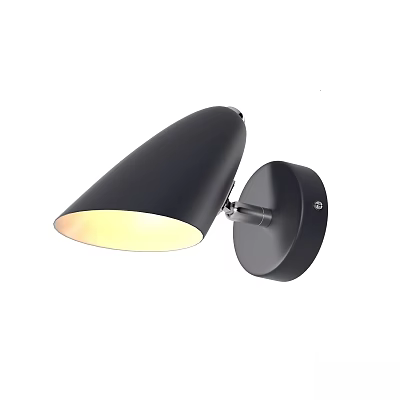 Modern Black Cone Shaped Wall Lamp With Warm Light And Sleek Design 3d model