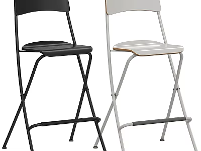 Two Modern Folding Bar Stools in Black and White Design for Kitchen 3d model