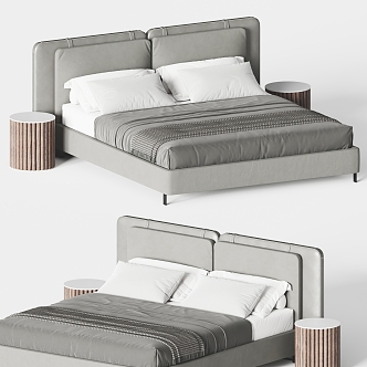 Modern BARRY Double Bed Leather Double Bed 3d model