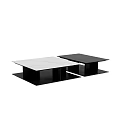 Modern Black And White Coffee Table With Double Layer Design And Marble Top 3d model