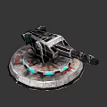 Futuristic Mechanical Device With Metallic Circular Base And Blue Glowing Lights