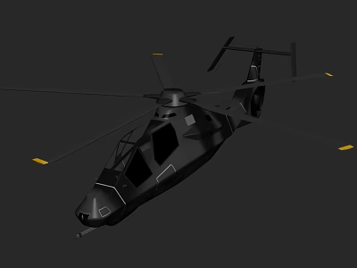 Modern Black Helicopter Featuring Sleek Aerodynamic Design And Yellow Rotor Tips 3d model