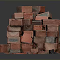 Pile of Stacked Red Bricks on Black Background with Reflection 3d model