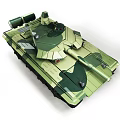 3D Rendered Green Camouflage Military Tank With Turret Cannon And Tracks