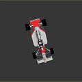 Formula Racing Car With White Red Livery Shell Marlboro Logos And Large Wheels