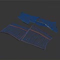 Three Red And Gray Metal Mesh Equipment Frames With Durable Structure