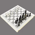 Chess Entertainment Game Set With Foldable Chessboard Black And White Pieces