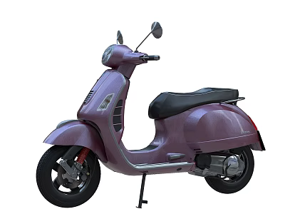 Purple Scooter With Black Seat Rearview Mirrors And Black Tires 3d model