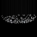 Elegant Modern Chandelier Featuring Crystal Leaf Shaped Pieces Hanging On Multiple Strings 3d model