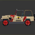 Beige And Red Military Off Road Vehicle Open Top Building Block Toy Model
