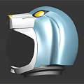 Weapon Helmet Featuring Blue Metallic Body Yellow Accent And Transparent Visor Design