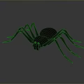 Dark Spider Model With Long Legs On Gray Gradient Background