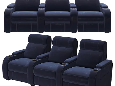 Modern Comfortable Navy Blue Multi Person Sofa With Plush Cushions And Armrests 3d model