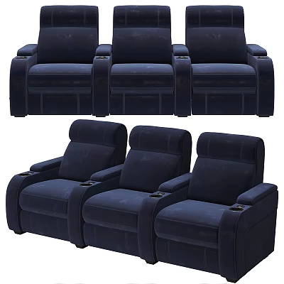 Modern Comfortable Navy Blue Multi Person Sofa With Plush Cushions And Armrests 3d model