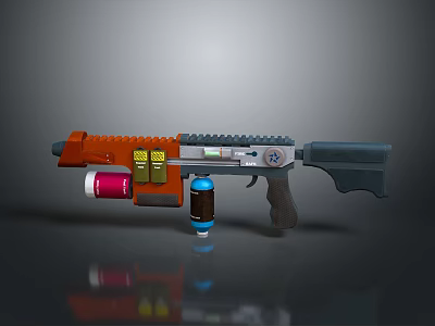 Tactical Modern Weapon Rifle With Orange Gray Color And Magazine Grip Design 3d model