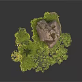Modern Garden Landscape Design Featuring Large Rock And Lush Green Plants