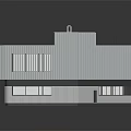 Modern Sleek Residential Building with Flat Roof White Exterior Louvered Panels and Windows