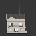 Traditional Detached Villa With Gray Roof Yellow Walls And Spire Exterior Design