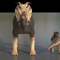 Realistic Triceratops Reptile Models Adult And Juvenile With Textured Skin
