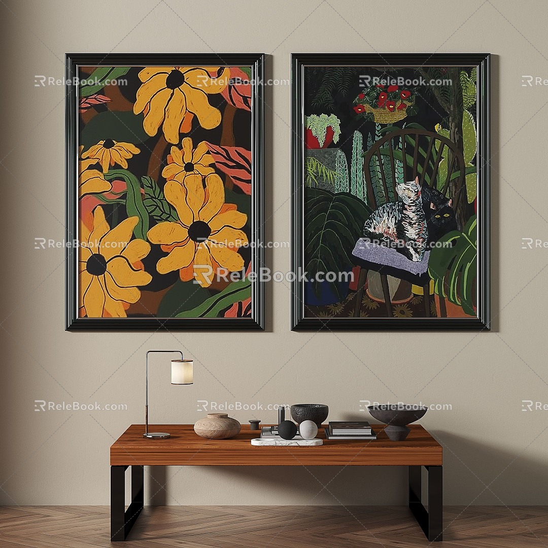 French retro decorative painting 3d model