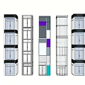 Various Modern Elevator Designs With Glass Panels And Metal Frames 3d model