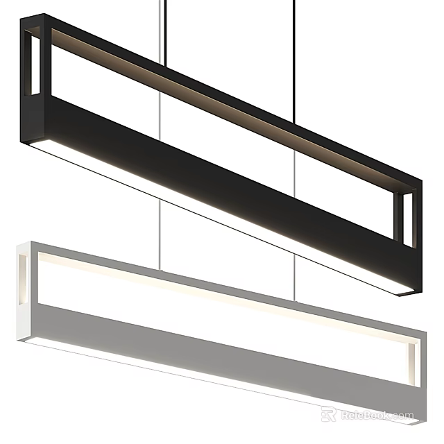 Modern Linear Pendant Lights With Black And White Sleek Design For Ceiling 3d model