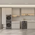Modern Bathroom Cabinetry With Washing Machine Dryer Sink And Storage Cabinets