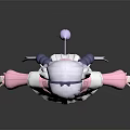 Cute Anime Style Game Movie Character with Purple White Hair Pink White Dress and Horns