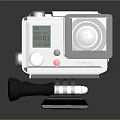 White GoPro Digital Camera With LCD Time Display And Mounting Bracket For Computer Use 3d model
