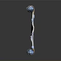 Ornate Decorative Scroll With Blue Accents Shiny Metallic Ends And Intricate Patterns