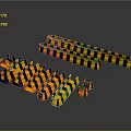 Yellow And Black Striped Scene Components With Various Strip And Block Pieces