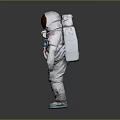 Man In White Astronaut Spacesuit With American Flag Patch Standing 3d model