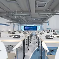 Modern classroom science and technology sense front desk aisle 3d model