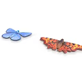 Two Vibrant Butterflies With Blue And Orange Spotted Wings On White Background