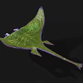 Colorful Aquatic Animal Manta Ray With Green Purple Body And Unique Patterns