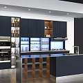 Modern Open Kitchen Interior With Stylish Dark Cabinets Island Countertop And Appliances