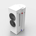 Industrial Equipment White Cylindrical With Ventilation Grilles Red Blue Ports