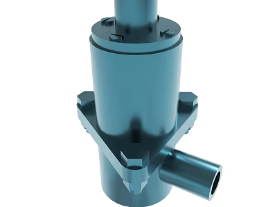 Industrial Metal Mechanical Component with Cylindrical Body Flange Base and Side Outlet 3d model