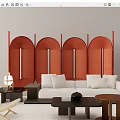 Modern sofa coffee table combination art screen 3d model