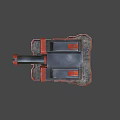 Red Mechanical Turret Weapon With Barrel And Stable Base Structure Design 3d model