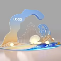 Creative Wave Shaped Photo Spot With Seashell Centerpiece Lighting Spherical Balls And Colorful Design
