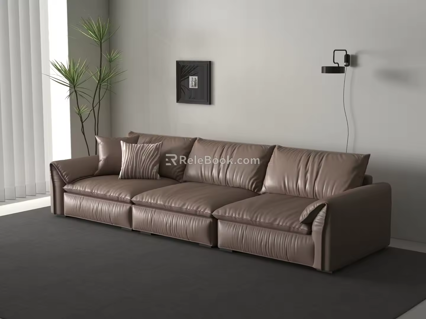 Modern three-seat sofa 3d model