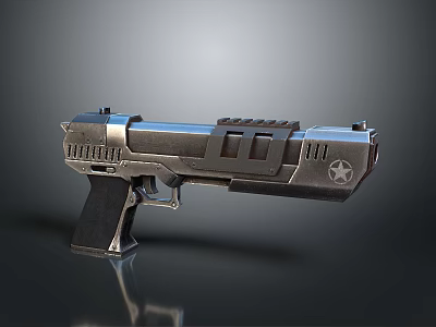 Futuristic Sci Fi Weapon With Metallic Body Tactical Grip And Star Emblem Design 3d model