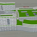 Modern Architectural Complex Design With Green Roofs Circular Central Building And Parking Area 3d model