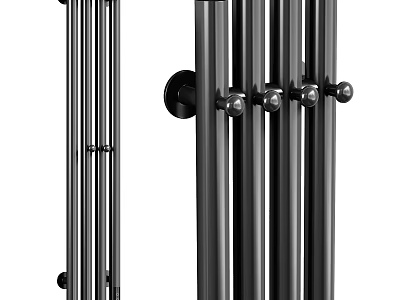 Modern Stainless Steel Vertical Bars With Sleek Design And Polished Ball Ends 3d model